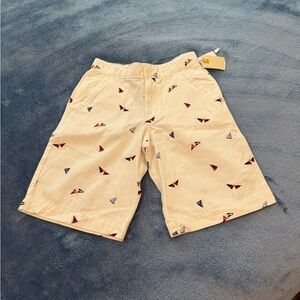 White Shorts with Sailboat and Flag Pattern